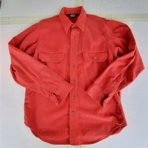 Woolrich mens vintage red button front casual collar soft flannel shirt size XL